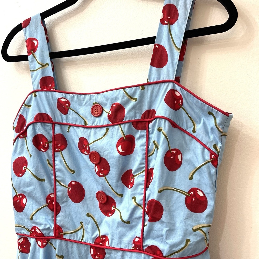 Fifties Chic Dress Womens Large Black Cherry Print 50s Retro Pinup Rockabilly